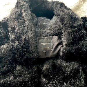 Zara Hooded Black Faux Fur coat